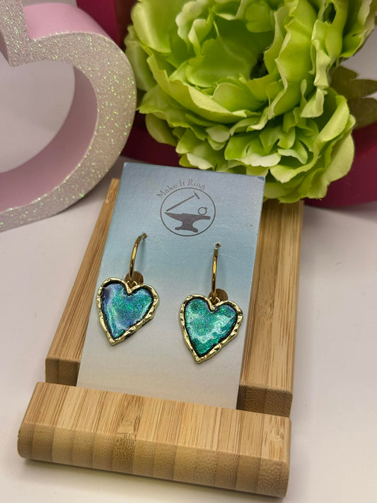 Chameleon Hammered Hearts Earrings